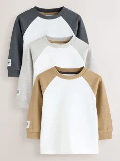 Gris - T-shirts raglan à manches longues Lot de 3 (3mois7ans)