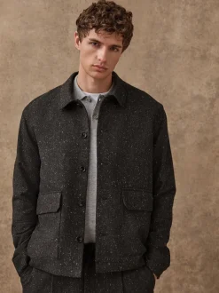 Gris - Veste à Chevrons texturée en laine