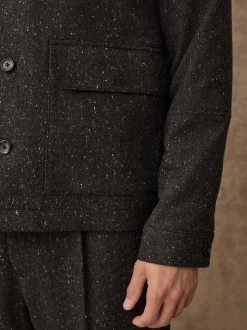 Gris - Veste à Chevrons texturée en laine