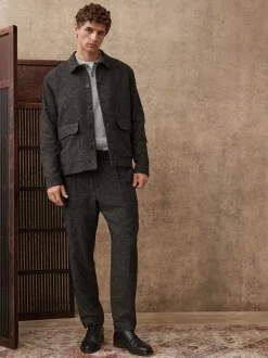 Gris - Veste à Chevrons texturée en laine