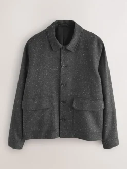 Gris - Veste à Chevrons texturée en laine