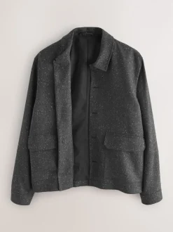 Gris - Veste à Chevrons texturée en laine