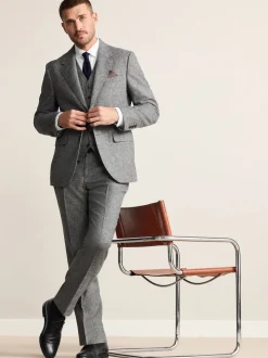 Gris - Veste de costume habillé Abraham Moon en 100% laine britannique Donegal