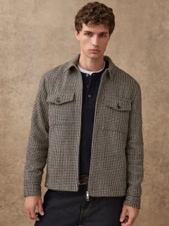 Gris - Veste élégante à deux poches en dents de poule