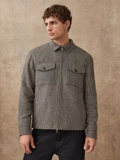 Gris - Veste élégante à deux poches en dents de poule