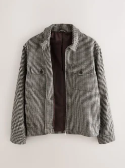 Gris - Veste élégante à deux poches en dents de poule