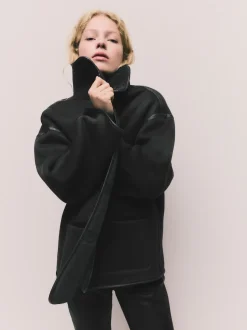 Gris - Veste réversible imitation peau de mouton