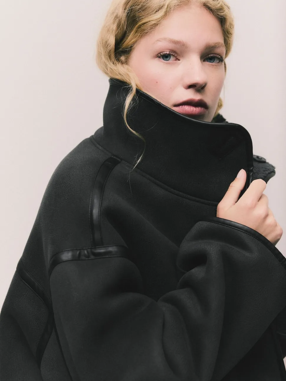 Gris - Veste réversible imitation peau de mouton