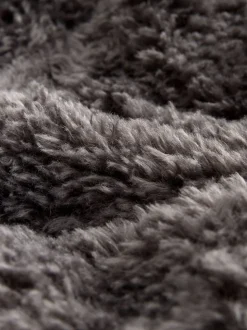 Gris - Veste zippée à col cheminée en fausse fourrure