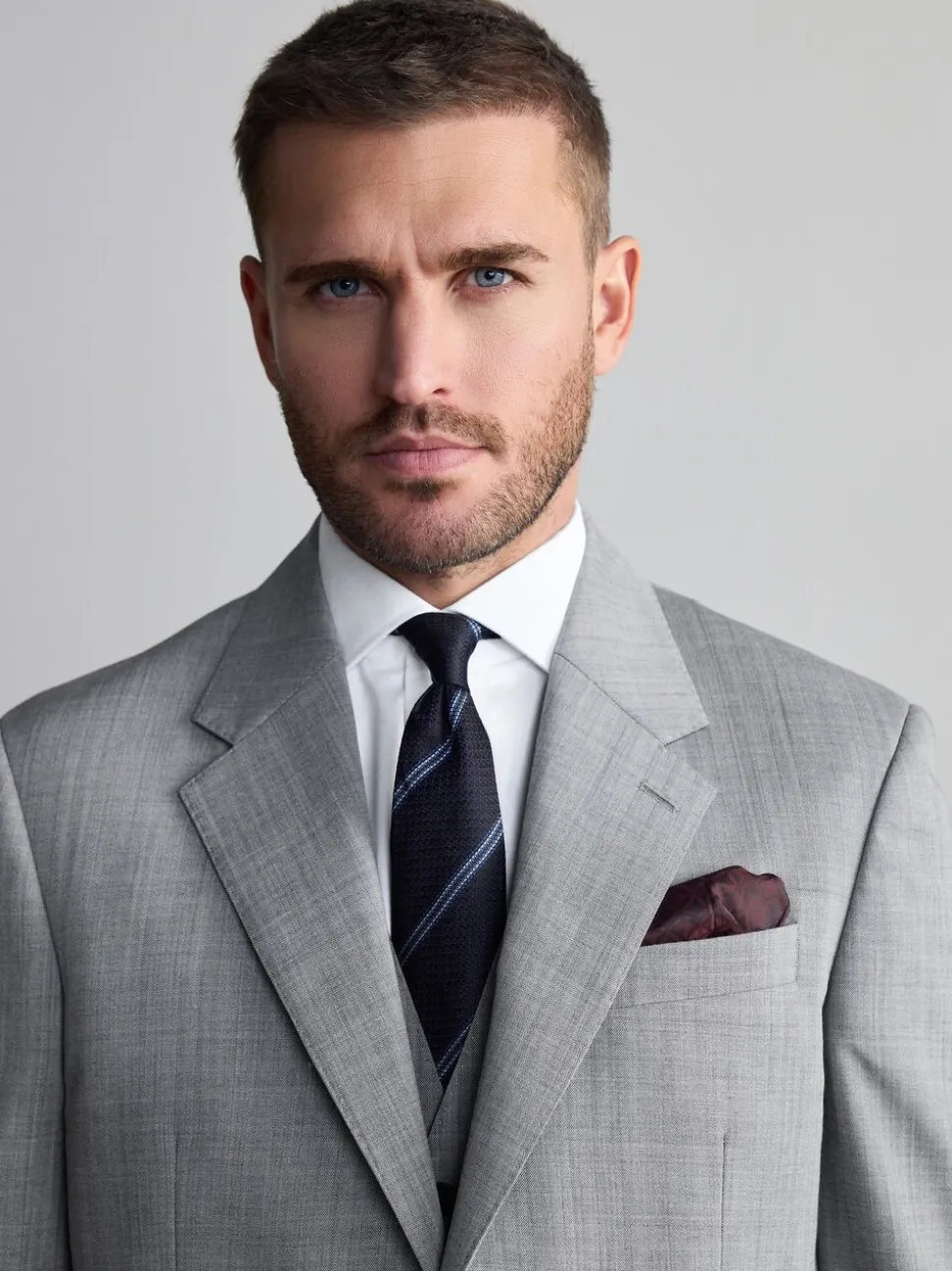 Gris - Vestes de Costume Nova Fides Signatures Coupe classique en laine italienne 100%