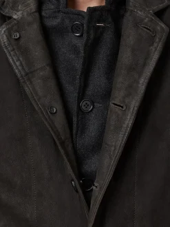 Gris Anthracite - Blazer AllSaints Survey en cuir daim gris double couche