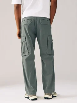 Gris anthracite - Coupe ample - Pantalon cargo stretch en coton