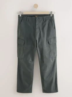 Gris anthracite - Coupe ample - Pantalon cargo stretch en coton