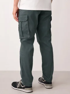 Gris anthracite - Coupe fuselée régulière - Pantalon cargo stretch en coton