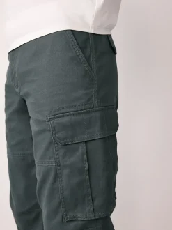 Gris anthracite - Coupe fuselée régulière - Pantalon cargo stretch en coton
