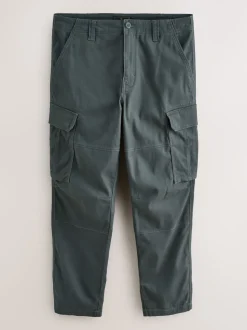 Gris anthracite - Coupe fuselée régulière - Pantalon cargo stretch en coton