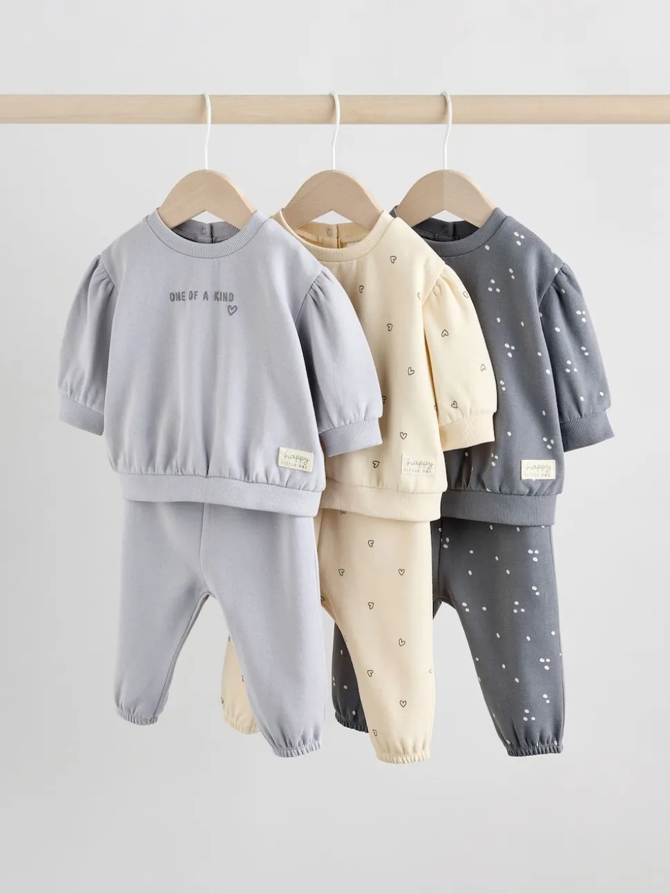 Gris anthracite & Crème - Ensemble 6 pièces pour bébé sweat et jogging (0mois2ans)