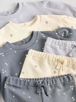 Gris anthracite & Crème - Ensemble 6 pièces pour bébé sweat et jogging (0mois2ans)