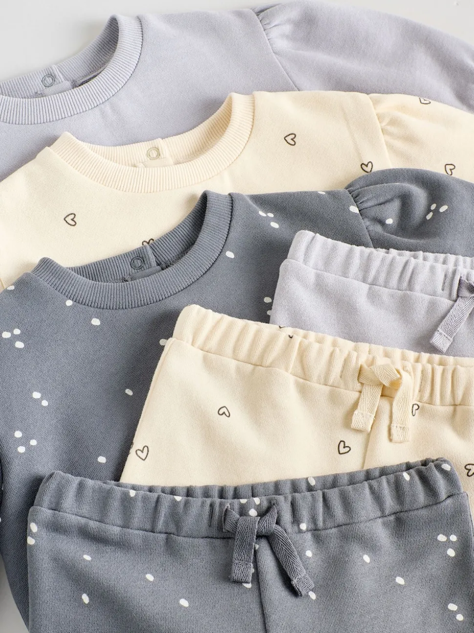 Gris anthracite & Crème - Ensemble 6 pièces pour bébé sweat et jogging (0mois2ans)