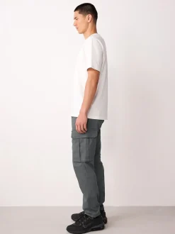 Gris anthracite - Skinny Fit (Skinny Fit) - Pantalon cargo stretch en coton