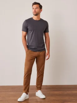 Gris anthracite chiné - Ajustement régulier - T-shirt Essential Col rond en coton