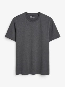 Gris anthracite chiné - Ajustement régulier - T-shirt Essential Col rond en coton