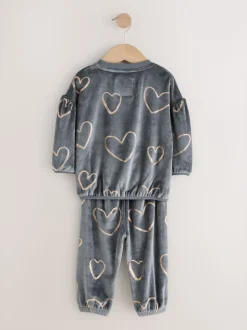 Gris anthracite cœur métallisé - Pyjama en laine polaire (9mths-16yrs)