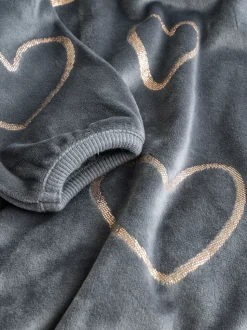 Gris anthracite cœur métallisé - Pyjama en laine polaire (9mths-16yrs)