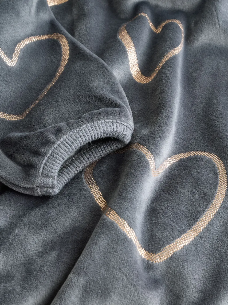 Gris anthracite cœur métallisé - Pyjama en laine polaire (9mths-16yrs)