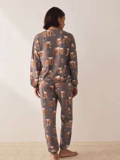 Gris anthracite Hamish the Highland Cow - Pyjama à manches longues