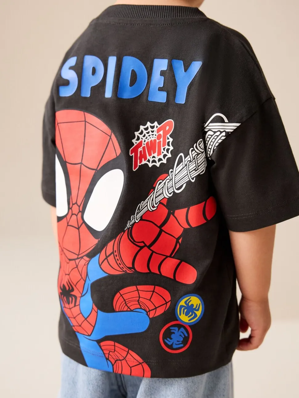 Gris anthracite Spidey - T-shirt Marvel en coton à manches courtes (3mois-8ans)