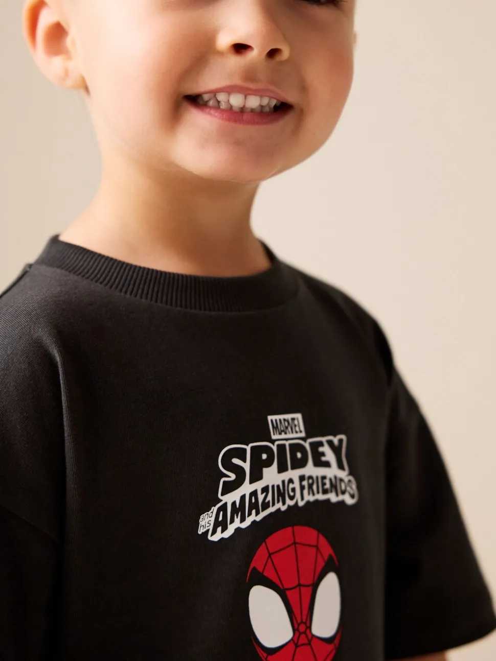 Gris anthracite Spidey - T-shirt Marvel en coton à manches courtes (3mois-8ans)