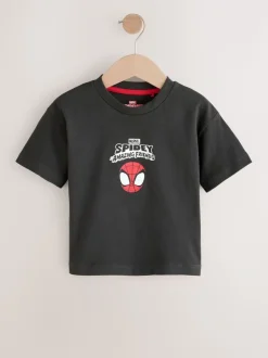 Gris anthracite Spidey - T-shirt Marvel en coton à manches courtes (3mois-8ans)