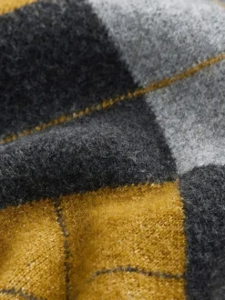 Gris anthracite/jaune ocre - Débardeur décontracté à col en V en maille Argyle avec laine