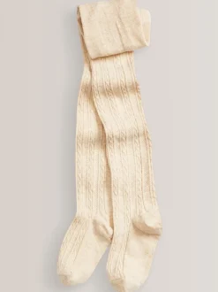 Gris anthracite/rose/crème - Lot de 3 collants en torsades de coton riche