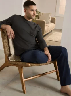 Gris ardoise/bleu marine - Ensemble pyjama en jersey à manches longues