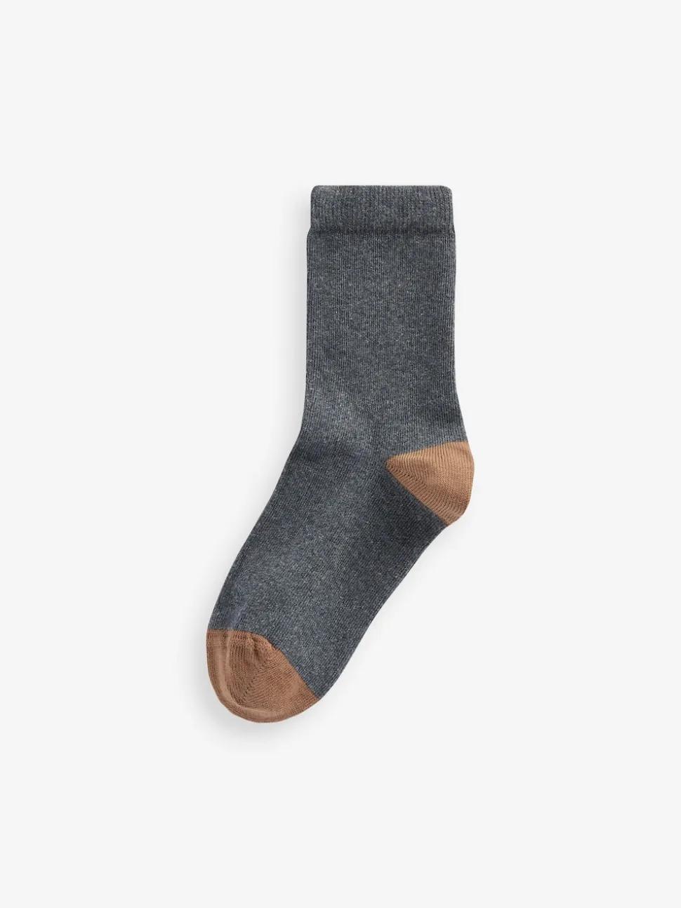 Gris avec talon et orteil contrastés - Paquet de chaussettes en coton riche 10