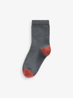 Gris avec talon et orteil contrastés - Paquet de chaussettes en coton riche 10