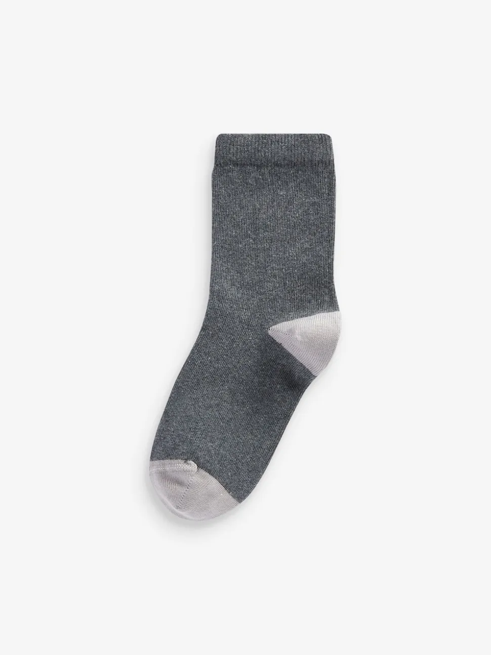 Gris avec talon et orteil contrastés - Paquet de chaussettes en coton riche 10