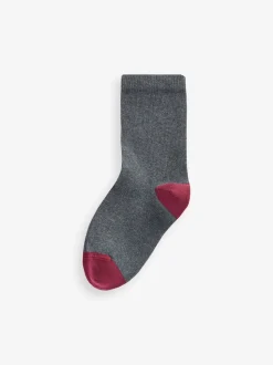 Gris avec talon et orteil contrastés - Paquet de chaussettes en coton riche 10