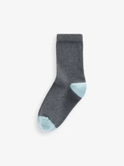 Gris avec talon et orteil contrastés - Paquet de chaussettes en coton riche 10