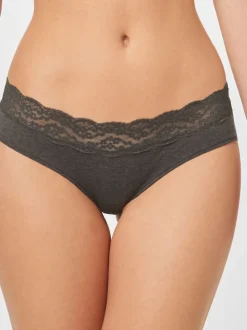 Gris chiné/rose/prune - Lot de 4 culottes en coton et dentelle