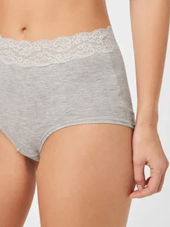 Gris chiné/rose/prune - Lot de 4 culottes en coton et dentelle