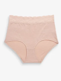 Gris chiné/rose/prune - Lot de 4 culottes en coton et dentelle