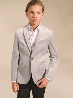 Gris clair - Blazer en velours (3-16ans)