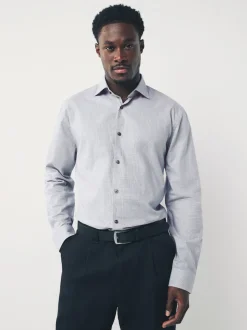 Gris clair - Chemise à manches longues élégante à carreaux 100% coton