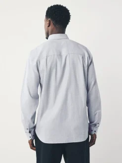 Gris clair - Chemise à manches longues élégante à carreaux 100% coton