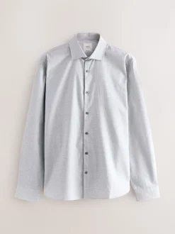 Gris clair - Chemise à manches longues élégante à carreaux 100% coton
