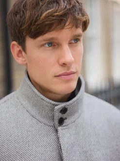 Gris clair - Gilet en laine à chevrons Manteau matelassé