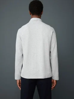 Gris clair - Manches longues - Polo texturé à manches longues gaufré